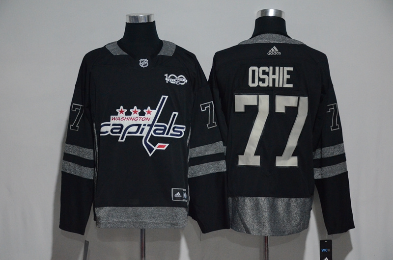NHL Washington Capitals #77 Oshie Black 1917-2017 100th Anniversary Stitched Jersey